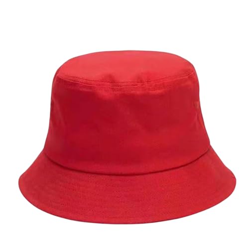 howkuhat Summer Bucket Hat Men Mens Bucket Hats for Women Red Bucket Hat Women Unisex Cotton Wide Brim Breathable Lightweight Sun Hats for Fishing Hiking Beach (UK Alpha One Size)