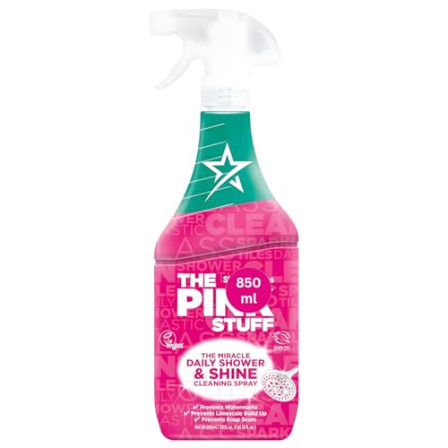 Pink Stuff Miracle Daily Shower & Shine Cleaning Spray 850ml Bathroom Cleaner Prevents Watermarks & Limescale Build Up, Stops Soap Scum, Glass Tiles, Screens, Chrome, No Rinse Fresh Finish