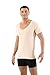 ALBERT KREUZ Men's Laser Cut Invisible Seamless deep v-Neck Undershirt Short Sleeves Stretch Cotton - no Undershirt Lines Thanks to raw Seam finitions Beige L