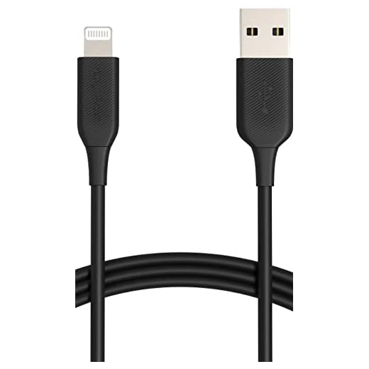 Amazon Basics ABS USB-A to Lightning Cable Cord, MFi Certified Charger for Apple iPhone, iPad, Black, 6-Ft