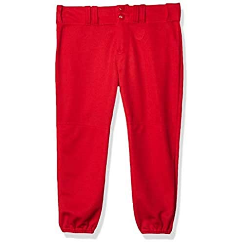 Alleson Athletic Girls Belt Loop Fastpitch Pant, Scarlet, Large