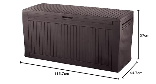 Keter City Box - Arcón exterior, Baúl almacenaje, Capacidad 113L, Resina, Color Gris & Comfy - Arcón exterior, Baúl almacenaje, Capacidad 270L, Resina, Color marrón, Ordenación - imagen 8