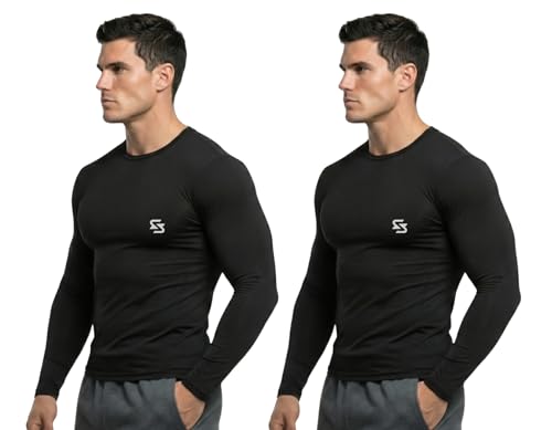 Image of Men's Cool Dry Short Sleeve Compression Shirts, Sports Baselayer T-Shirts Tops, Athletic Workout Shirt