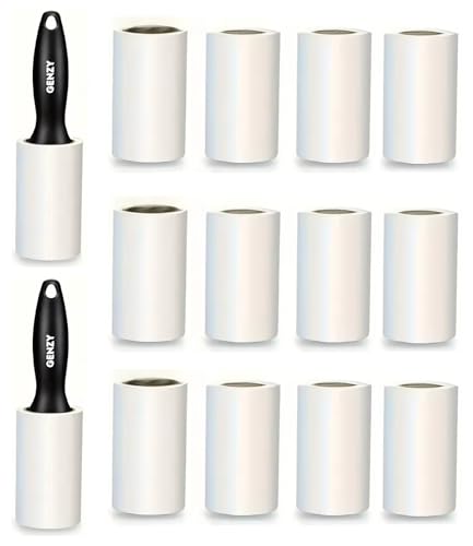 GENZY Lint Rollers for Pet Hair Extra Sticky Reusable Lint Roller with 440 sheets (8 rolls + 2 latest handles) Best for Dusty Surfaces Clothes Furniture Carpet Dog & Cat Hair Remover