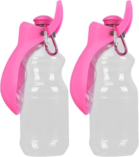 BQQB 給水器 水やり用品 ポータブル犬用ウォーターボトル お散歩 ペット ウォーター 水飲み用ボウル 犬 ペット水飲み器 携帯用 プレゼントおでかけハイキングトレーニング水アウトドアドライブ折りたためるマグ水漏れ防止 (2個,ピンク)