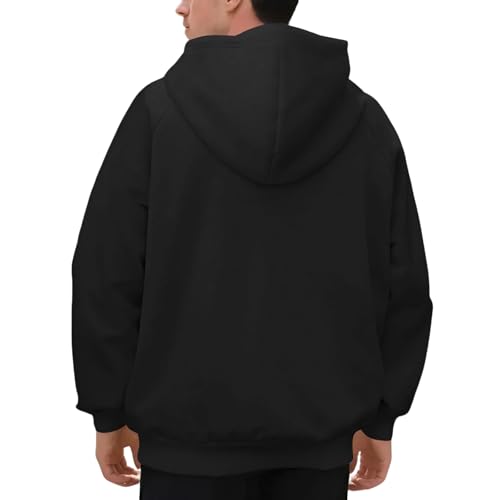Hoodies for Men Oversized Fleece Long Sleeve Casual Sweatshirt Solid Color Drawstring Kangaroo Pocket Pullover3