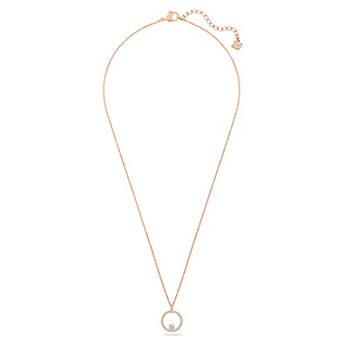 Swarovski Creativity Collection Women's Necklace, Intertwined circle Pendant with White Crystals and Rose-Gold Tone Plated Chain2