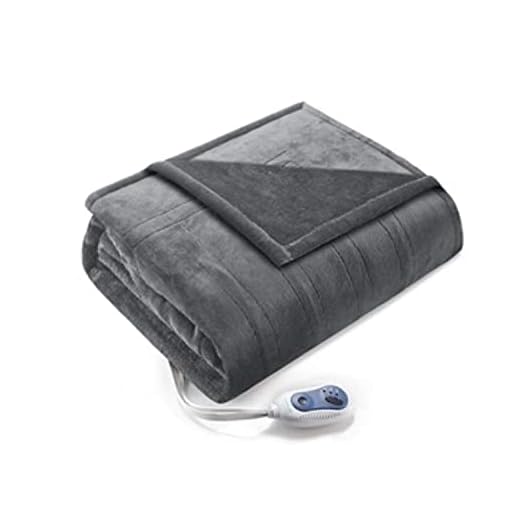 Comfort Spaces Luxury Microplush Electric Wrap Blanket Super Soft and Warm Reversible Heated Throw Poncho with Auto Shutoff, 50"x64", Grey