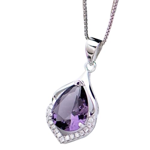 Collier améthyste naturelle S925 avec pendentif en pierres précieuses
