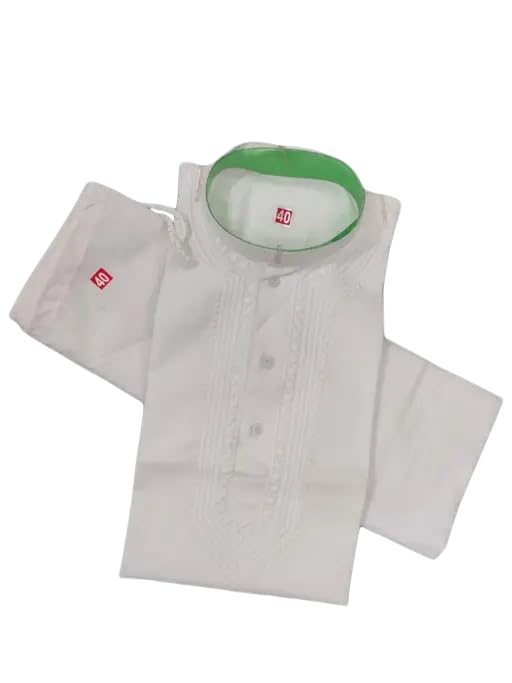 Men’s Cotton Full Sleeves Collared White Kurta with Pajama Set_Solid Traditional Outfit, Regular Fit-picture-37