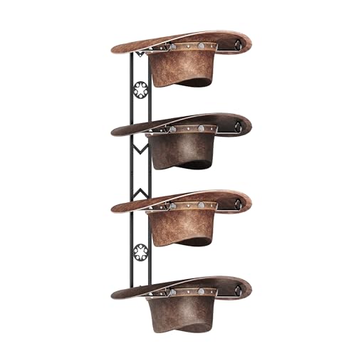 Reviews de Cajas y percheros para sombreros Top 5. 49 BEGULF - 4 perchas organizadoras de sombreros de vaquero para pared, para colgar sombreros occidentales, montado en la pared con estrella decorativa, 1 paquete de soporte de metal...