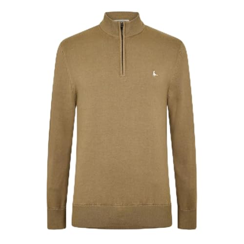 Image of Jack Wills Mens Funnel Neck Half Zip Jumpers Men Long Sleeve Fawn L