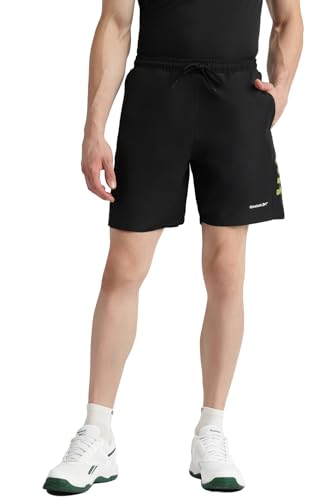 Image of Reebok Men's Polyester Training Shorts - Lightweight Breathable Gym Shorts for Men | Sports Shorts for Men | Workout Fitness Shorts - Elastic Drawcord Waistband