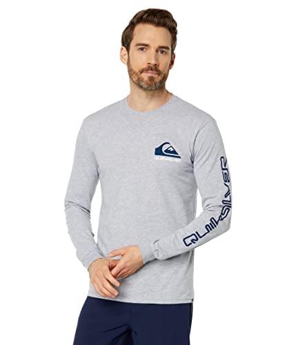 Quiksilver Men's Omni Logo Long Sleeve Tee Shirt, Athletic Heather, Large
