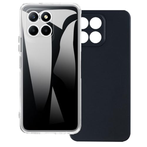UOGNADGD 2-Pack Funda TPU Compatible con Huawei Honor X8 5G Funda para Teléfono - Accesorios Protectores Flexibles y Antigolpes con Cortes Precisos (Claro + Negro)