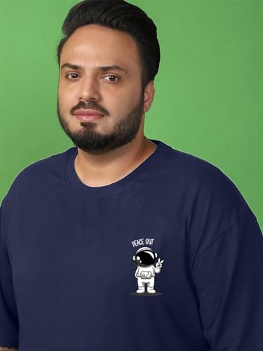 Image of Bewakoof Men's Graphic Printed Oversized Fit Half Sleeve Round Neck Cotton Plus Size T-Shirt