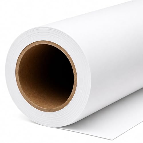 Yizhily Seamless White Backdrop Paper Roll, 53" x 16.4', Heavyweight Matte Arctic White Photo Background for Small Studio Headshots, Tabletop Product & Food Photography