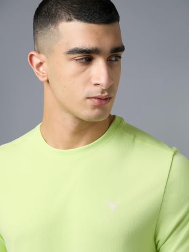 Image of TECHNOSPORT Men's Slim Fit Polyester Activewear Sports T-Shirt with Moisture-Wicking Comfort for Workout, Running & Gym
