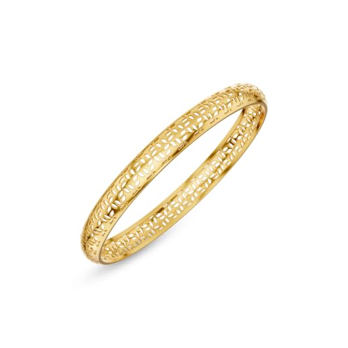 Image of KISNA 9KT Florie Gold Bangle For Women | BIS Hallmarked Yellow Gold Bangle | Lightweight Daily Wear Gold Jewellery | Gift for Wife, Mother & Sister | S 2.4 Anna