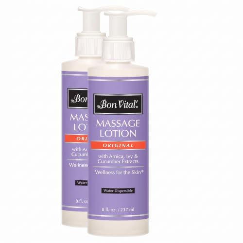 Bon Vital' Original Massage Lotion for a Versatile Massage Foundation to Relax Sore Muscles &amp; Repair Dry Skin, Lightweight, Non-Greasy Formula to Moisturize and Repair Dry Skin, 8 Oz, Label May Vary