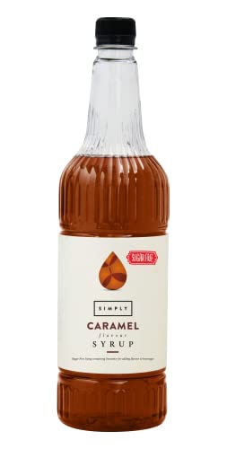 Simply Sugar Free Caramel Syrup Low Calorie Vegan & Nut Free Flavoured Syrup for Coffee Cocktails & Baking (1 Litre)