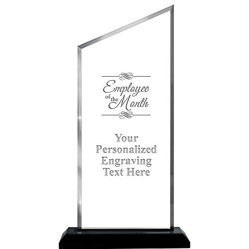 Crown Awards Personalized Acrylic Trophy, 12.25" Engraved Employee of The Month Incline Slant Acrylic Award