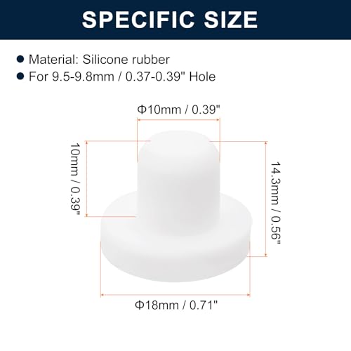 Image of uxcell 16 Pieces White Rubber Stopper, 10mm Plug Holes for 9.5-9.8mm /0.37-0.39 inch Hole
