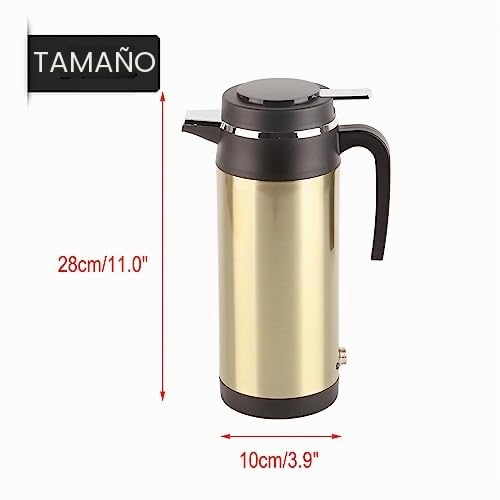 Hervidor eléctrico para coche, 12 V, 1000 ml, hervidor de viaje, de acero inoxidable, con encendedor de cigarrillos, hervidor de viaje portátil para agua caliente, café, té
