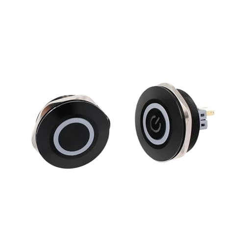 Bouton-poussoir étanche 40mm avec anneau lumineux bleu 6V et mémoire fixe 6 broches