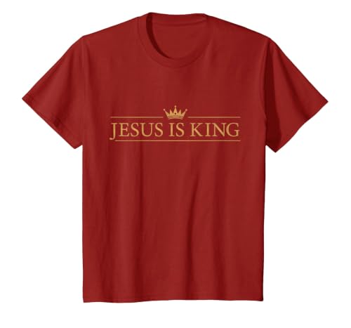 Classic Jesus is King with Crown Christian T-Shirt, Youth, Cranberry Red, 4T