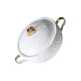 TOYANDONA Cuenco de con Doble Asa y Cuchara Cuenco para Postres y Ensaladas Bowl para Frutas Elegante y Artesanal para Uso Doméstico