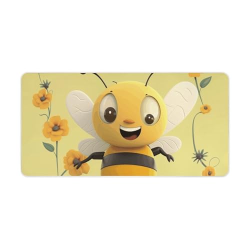 Happy Bee Desk Mat Non-Slip Laptop Writing Pad Large Keyboard Mousepad with Rubber Base 23.6" X 11.8" Desk Protector Mat for Computer, Work, Gaming
