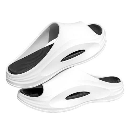 Image of XYNM Sliders Mens Women Sandals Summer Unisex Sports Footwear Anti Slip Soft Wear For Outdoor Scenes-black White-42-43 (suitable 41-42)