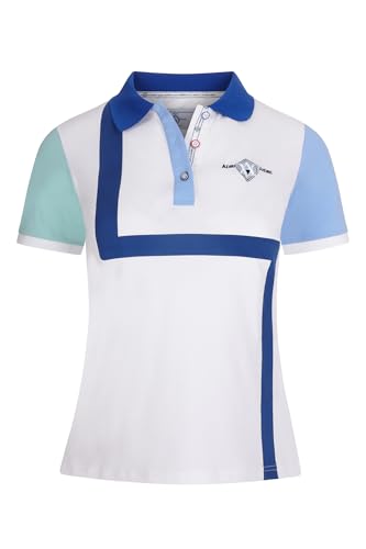 Polo mujer manga corta blanco y azul camiseta polo de cuello clásica transpirable