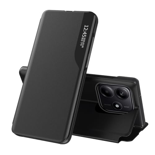 Étui pour Xiaomi Redmi Note 14 5G en cuir noir aspect premium