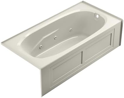 Jacuzzi SIGNATURE Acrylic Skirted Bathtub With Armrests, Jet Massage Tub for Homes & Businesses, Slip Resistant, Right Drain Placement, 72" L x 36" W, Rectangle, Oyster