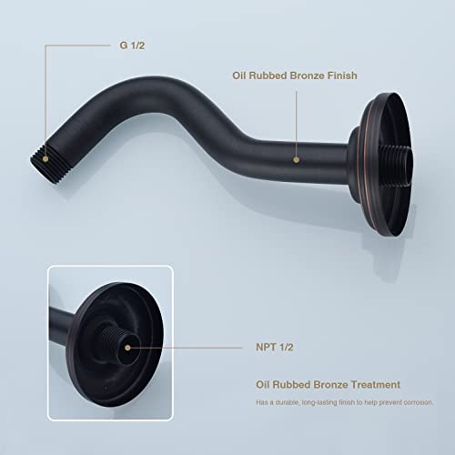 8 Inch S-Shape Curved Shower Arm With Flange Stainless Steel Shower Head Extension Replacement Pipe Arm,Oil Rubbed Bronze #TOP5