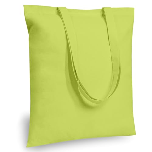 Image of TOPDesign 6-Pack Economical 16 inchx15 inch Apple Green Cotton Tote Bag, Lightweight Medium Reusable Grocery Shopping Cloth Bags, Suitable for DIY, Advertising, Promotion, Gift, Activity