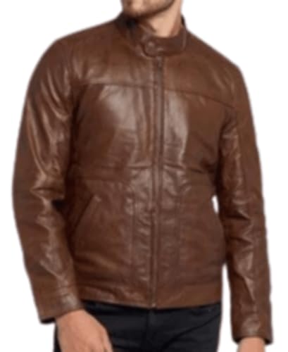 Men's Genuine Classic Lambskin Casual Leather Modern Fashionable Jacket, Smooth Biker Motorcycle, Stand Collar, Welt2