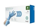 Ansell MICRO-TOUCH Nitra-Tex EP, puderfreie Untersuchungshandschuhe, Größe M (7,5-8,0, blau, 100 Paar)