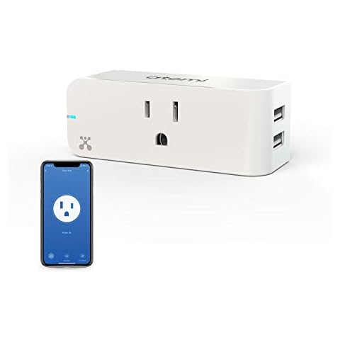 Atomi Smart WiFi Plug, Built-in Dual 2.4A USB Ports, Occupies One Socket, 2 USB Charging Station, Control from Anywhere, No Hub Required, Works with Alexa & Google Home, 1-Pack, White Cover