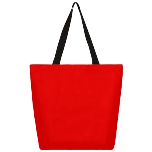 Image of Mexpekil Red Canvas Tote Bag for Women Girls Reusable Grocery Shopping Bags Large Ladies Handbags Multipurpose Shoulder Bag
