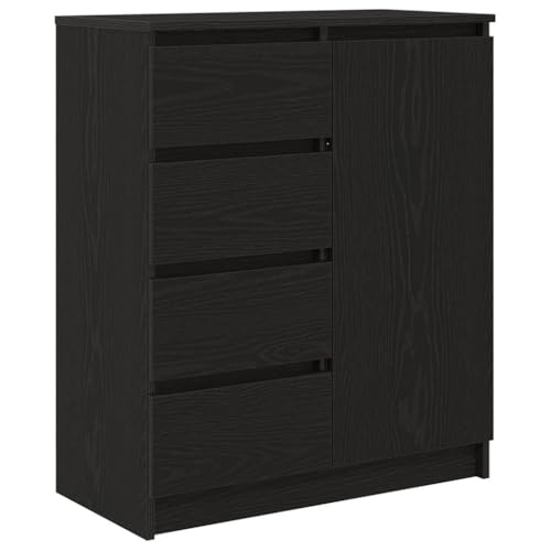 vidaXL Aparador con cajones Roble Negro 71x35x84 cm Madera ingeniería, Armario de almacenaje, Mueble aparador, Mueble de Pasillo, Mueble Buffet