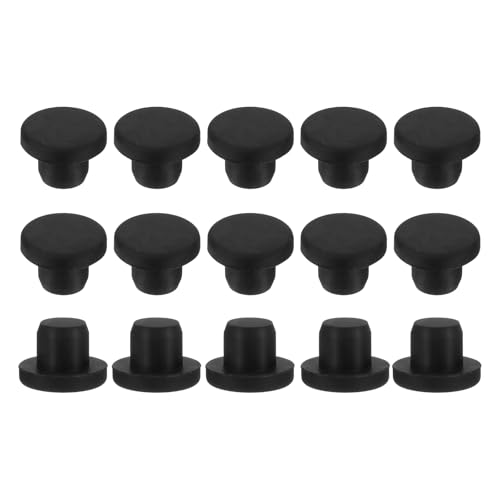 Image of uxcell 15Pcs Silicone Hole Plug, Waterproof Solid T-Shaped Rubber Stoppers Bottle Seal Tube Pipe Plug End Cap for 12mm /0.47 inch Hole for Bathtub Bottle, 0.39 inch Plug Height, Black