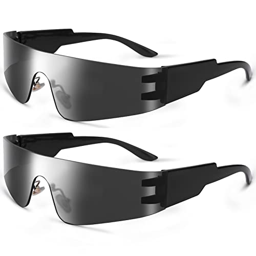 Image of COASION Wrap Around Sunglasses for Women Men Trendy Rimless Futuristic Shades Y2k Shield Flat Top Fashion Eyeglasses