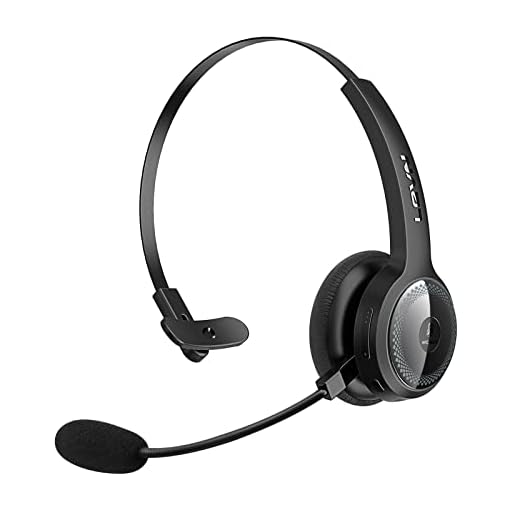 LEVN Bluetooth Headset, Wireless Headset with Microphone & Mute Button, 60Hrs Talk Time, On-Ear AI Noise Cancelling Headphones with Bluetooth 5.2 Multipoint for Trucker/Remote Work/Online Class/Zoom