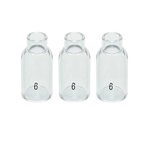 Image of RIVERWELD TIG Glass Cups Clear Quartz Nozzle 54N16 6# 3 /8 inch 9.5mm, 54NQ-16-6# for SR WP 17 18 26 TIG Welding Torches Pack of 3