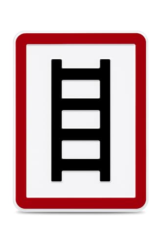 Betriebsausstattung24 Hinweisschild Anleiterstelle zum Anleitern - Aluminium, geprägt - 20,0 x 25,0 cm - Schild für die Feuerwehr - Feuerleiter - DIN 4066 (E2)