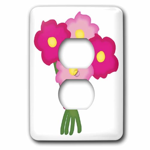 Prise de courant fleurs rose fuchsia 3drose LSP 41579 6 double plot - 2