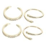 Gatuida 4 piezas Anillos de Punta Abiertos Ajustables para Mujer Joyería Ligera de Playa con Pedrería Bohemia para Vacaciones de Verano